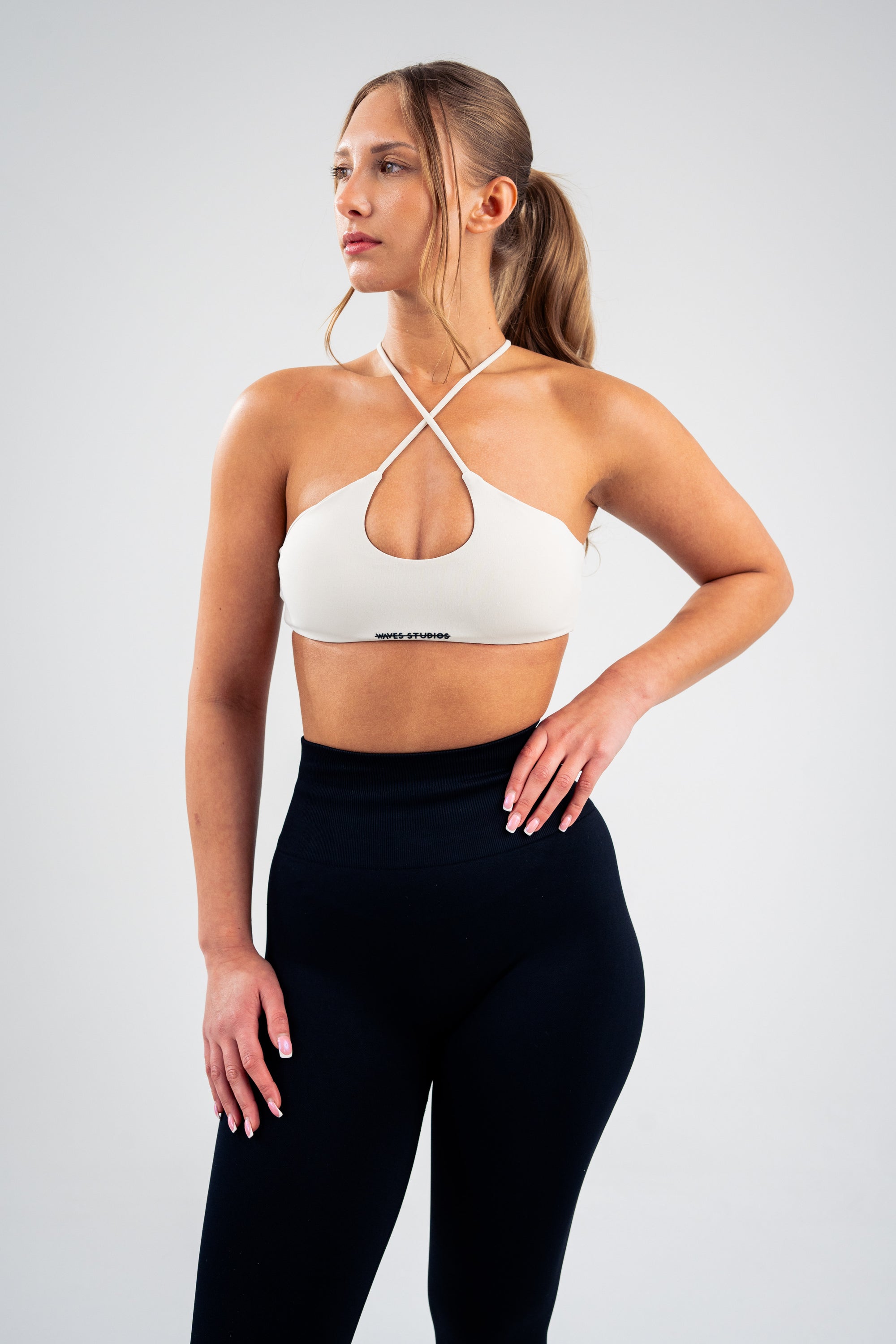 Cross-Front Teardrop Sports Bra